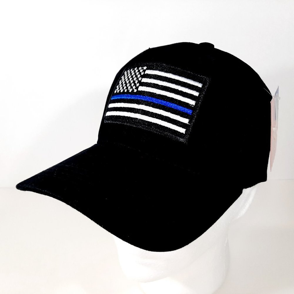 Thin Blue Line Baseball Hat Cap Black Cotton Embro